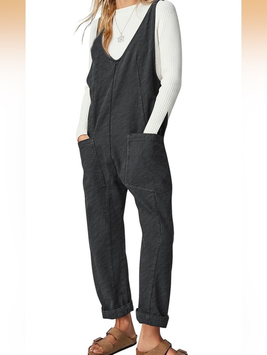 Exlura Pants - Exlura Washed Black Denim Wide-Leg Overalls Jumpsuit — Size M 🖤